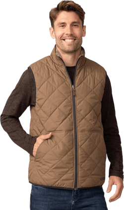 Free Country Men's Atlas Quilted Reversible Sherpa Vest Bark M