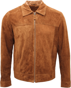 Men's New Classic Tan 100% Genuine Goat Suede Leather Harrington Shirt Jacket
