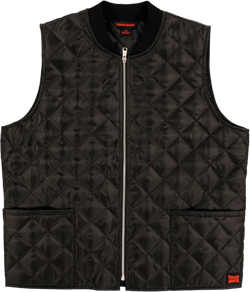 Men's Freezer Vest, Poly Insulated, Diamond Quilt, Rib-Knit Collar, Zip Pockets, Durable & Warm, Winter Workwear XX-Large Black