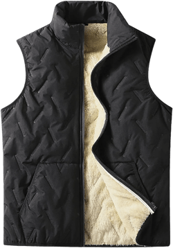 Mens Winter Fleece Lined Vest Outerwear Puffer Warm Lightweight Outdoor Casual Quilted Vest Sherpa Sleeveless Jacket Medium Black