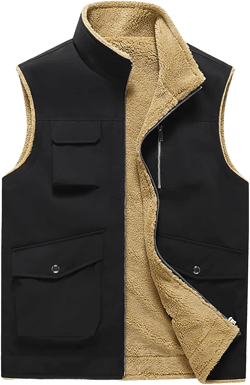 Fleece Lined Vest Men Winter Warm Vest Casual Sleeveless Jacket Zip Up Fleece Vest Big and Tall Winter Vest