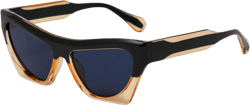Trendy Women`s Cat eye Sunglasses Two Tone Oversized Versatile Glasses Luxury Women Sun Glasses UV400 Champagne Black