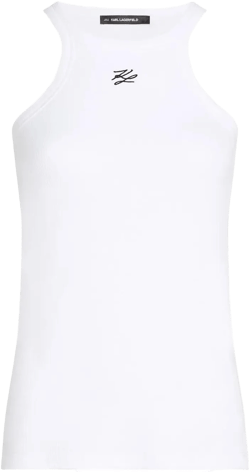 Karl Lagerfeld Women's White Logo-Embroidered Tank Top