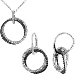 Women's Metallic 2 Piece Set Of 1/10 Ct Tw Diamond Entwined Earrings And Pendant With Chain