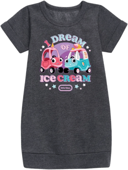 Girls' Little Tikes I Dream of Ice Cream Graphic Short Sleeve Fleece Dress - Heather Charcoal - 2T