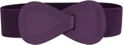 INSPIRE CHIC Women's Interlock 8-shaped Faux Leather Buckle Elastic Belt 1 Pc Purple Fit Waist Girth:25"/63.5cm-37"/94cm