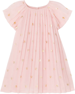 Disney Minnie Mouse Little Girls Chiffon Pleated Dress Logo Pink 6