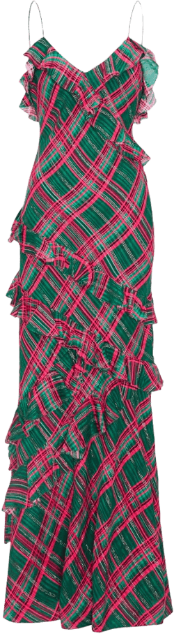 Rialto Silk Tartan Dress - EVERGREEN