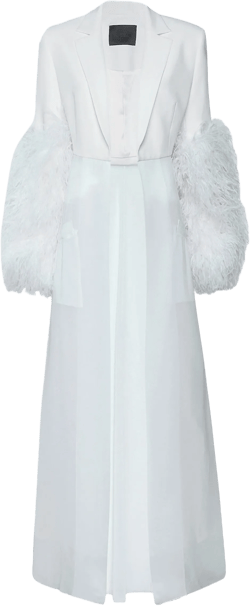 Matte Crepe Combo Jacket With Feathers