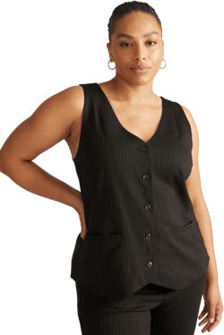 The Tailored Ponte Vest - Slate Pinstripe