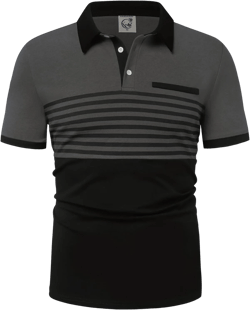 Hardaddy Men's Striped Polo Shirt Short Sleeve Casual Color Block Graphic Tee Collared Golf Shirts for Men X-Large Gray
