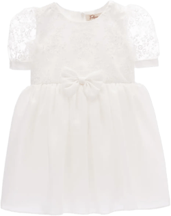bow floral embroidery dress