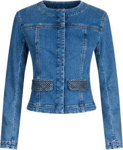 rhinestone-embellished denim jacket