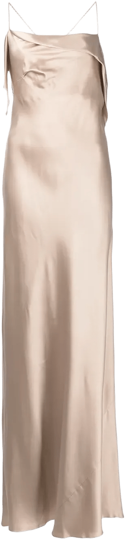 silk cowl neck gown