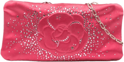 2009-2010 Satin Diamante Camellia Clutch with Chain shoulder bag