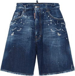 rhinestone-embellished denim shorts