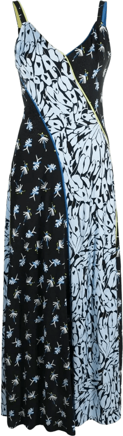 floral-print patchwork dress