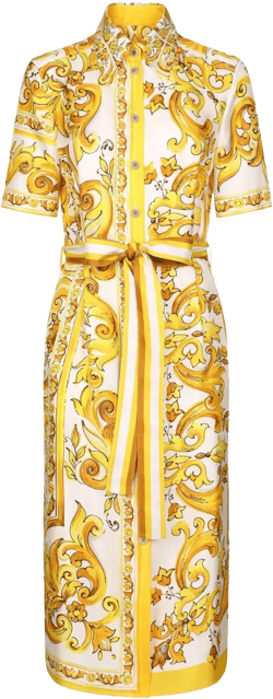Majolica-print silk midi dress