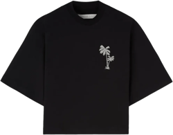 palm-embroidery cropped T-shirt