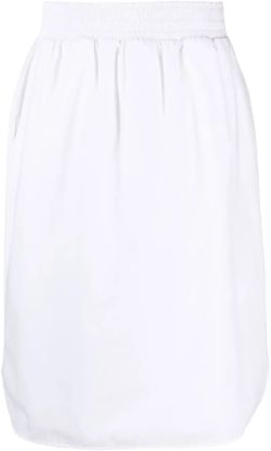 elasticated-waist midi skirt