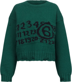 logo-intarsia distressed-effect jumper