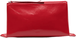 debossed-logo leather clutch bag