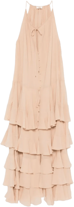 tiered silk maxi dress