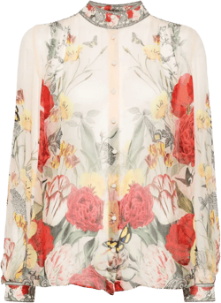 floral-print chiffon blouse