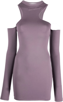 asymmetric cold-shoulder minidress
