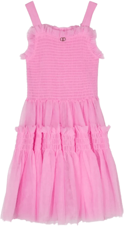 smocked tulle dress