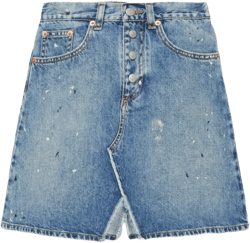 paint-splatter denim skirt 