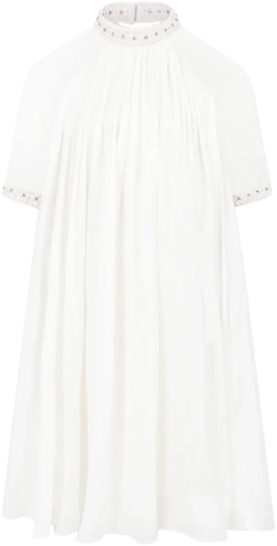 sequin-collar silk dress