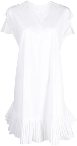 V-neck ruffled cotton dress