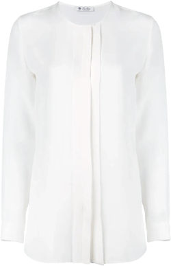 CREW NECK LONG SLEEVE WHITE BLOUSE "White Blouses"
