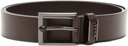 logo-plaque leather belt