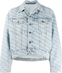 Falling Back Denim Jacket With Logo Print In Blue