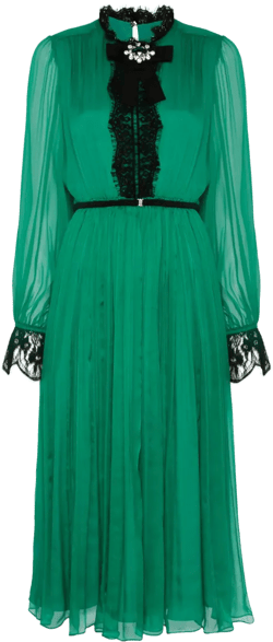 crystal-detail silk midi dress