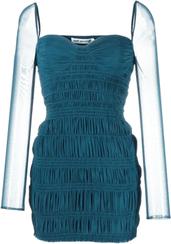 gathered-detail long-sleeve dress