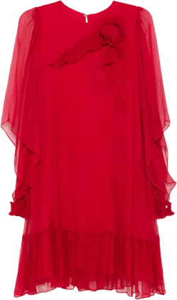 floral-appliqué silk midi dress