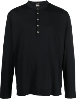 long-sleeve button-placket T-shirt