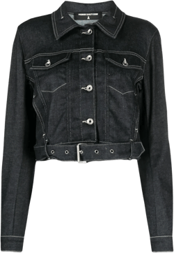 cropped contrast-stitch denim jacket