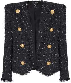 Polka-dot Tweed Spencer Jacket In Black/white