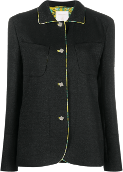 2000s contrast-trim wool jacket