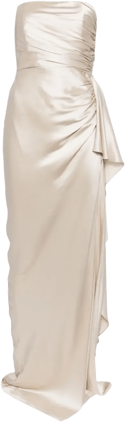 strapless gathered silk gown 
