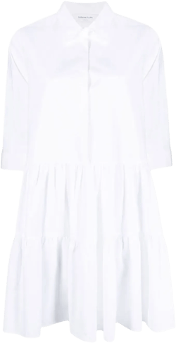 tiered cotton shirt dress