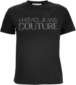 rhinestone-logo cotton T-shirt