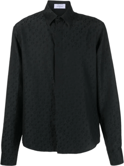 logo-print silk-cotton shirt