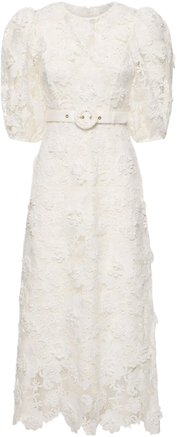 Zimmermann Women's White Halliday Lace Flower Midi Dress