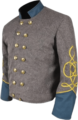 US Civil War Captain's double Breast Gray Shell jacket with Solid Cuff & Colla, Braid 2 50 Sky Blue