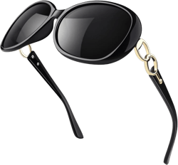 Sunier Sunglasses Womens Polarized Trendy Oversized Sun Glasses Fashion Ladies Shades 100% UV400 Protection S85 A | Black Frame | Grey Lens Butterfly 丨Grey